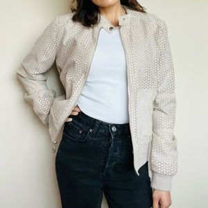 Kenneth Cole Beige Suede Moto Jacket Size S